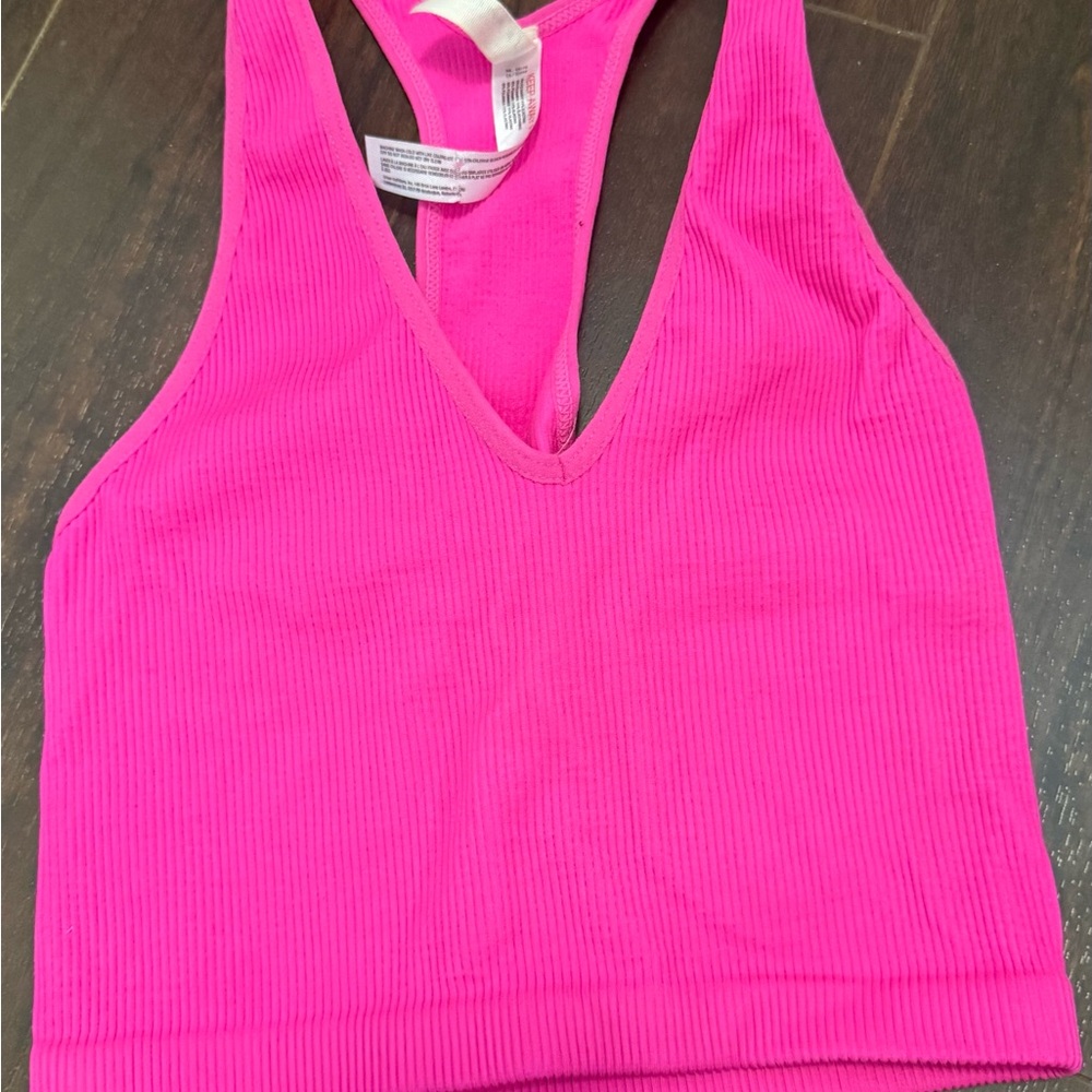 FP Movement by Free People Hot Pink Ribbed Racerback Sports Bra Tank